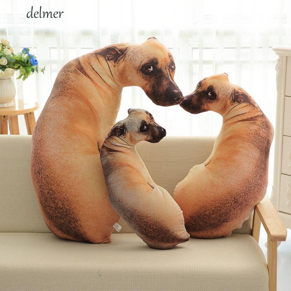 Gối cho chó DELMER, Gối ném động vật mềm mại 3D giống như thật, Đồ chơi sang trọng Đệm sáng tạo tại nhà