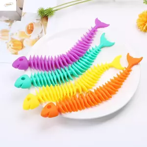ZENZON Cá Xương Cá Fidget Đồ Chơi, Xương Cá Silicon Co Giãn Xương Cá, Thú Vị Tăng Chậm Màu Cầu Vồng Silicon Cá Xương Bóp Ma Trẻ Em