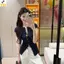 < YEI > Áo thun dệt kim mỏng tay ngắn chữ V kiểu Pháp mùa hè dành cho nữ Mới