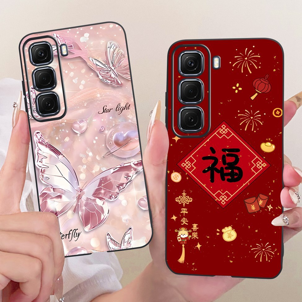 Dành Cho Infinix Hot50 4G X6882 X6882B Vỏ Cho Infinix Hot 50 4G Ốp Lưng Silicon Mèo Dễ Thương Hoa Sang Trọng Sơn Thoáng Mát Mềm Funda