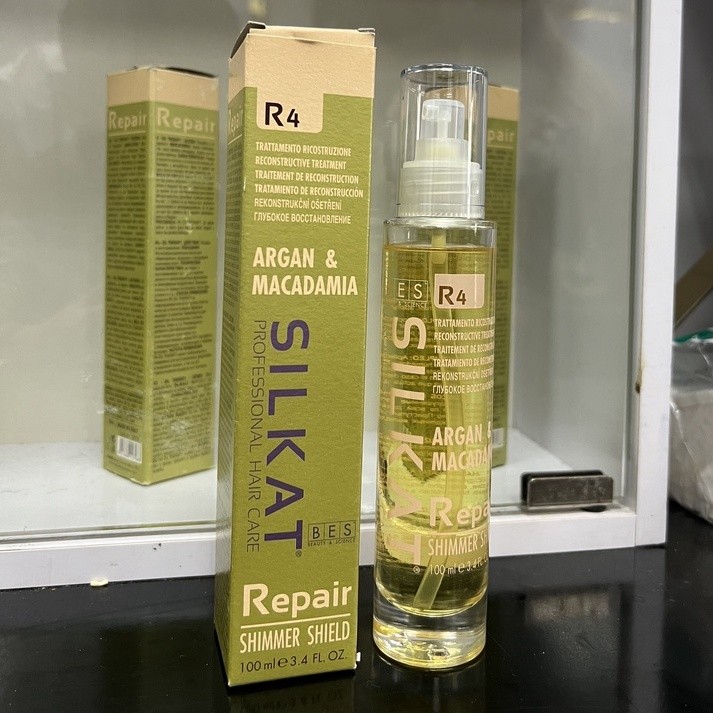Tinh dầu xịt dưỡng Argan & Macadamia Bes Hergen Silkat Repair R4 Shimmer Shield 100ml [ MK ]