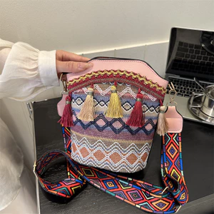 Túi Thời Trang Nữ Phù Hợp Với Túi Đeo Ngang Bohemian Thêu Tua Rua Hanfu Túi Retro Một Vai