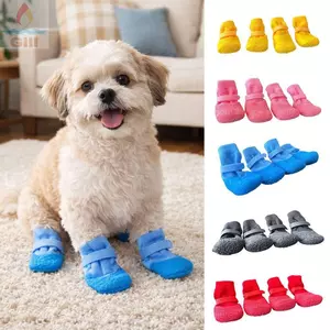 GILL 4 Cái / bộ Giày Cho Chó, Giày Cho Thú Cưng Có Thể Điều Chỉnh Chống Trơn Trượt, Chống Bẩn Dễ Thương Chống Thấm Nước Thoáng Khí Chân Cho Chó Mùa Thu Đông