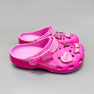 Dép sục nhựa đúc màu hồng cho nữ dễ thương, sục barbie tặng kèm sticker trang trí