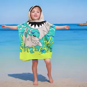 Trẻ Em Khăn Tắm Cloak Microfiber Trẻ Em Có Mũ Trùm Đầu Áo choàng Tắm In Hoạt Hình Có Thể Mặc Bán Buôn Hấp Thụ Nước Nhanh Khô
