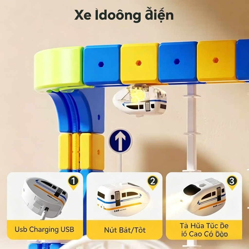 【🇻🇳Có sẵn kho】Bộ khối xây dựng theo dõi từ tính nổi DIY Bộ treo điện chống trọng lực Đường sắt Đồ chơi STEM | Đường ray xe lửa lắp ráp ma thuật 3D