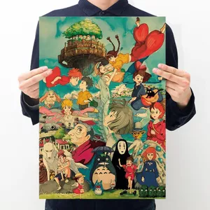Hayao Miyazaki Anime Bộ Sưu Tập Anime Retro Giấy Kraft Poster Thanh Cafe Tranh Trang Trí 6.10