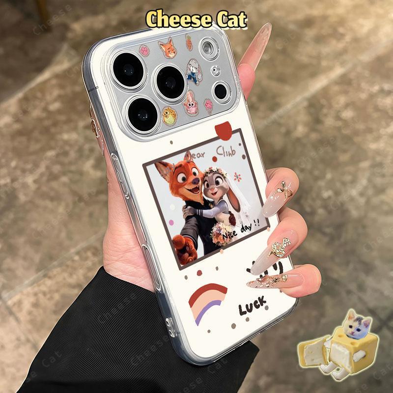 cho Zootopi Ốp điện thoại bảo vệ toàn diện ống kính Fox Rabbit cho iPhone 13 14 Xs XR 11 12 15 Plus 16 12 11 17 Pro Max