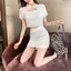 Váy liền quần ngắn tay hai mảnh kiểu Pháp Bộ đồ thường ngày dành cho nữ mùa hè
