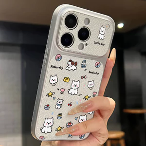Ốp lưng iPhone Họa tiết da mạ họa tiết chó sữa iPhone 17 16 15 14 13 12 11 Pro Max Plus Max