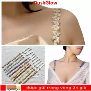Dây đeo áo ngực hoa DUSKGLOW, Dây đeo vai hoa có thể tháo rời ren, Dây đeo vai bằng vải Polyester chống trượt trang trí