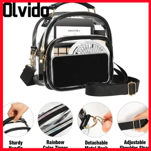 Túi xách trong suốt OLVIDO, Túi đeo vai chống nước dung tích lớn, Túi đeo chéo PVC Jelly thiết kế đơn giản được phê duyệt tại sân vận động