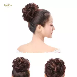 PNPIA- Tóc Tổng Hợp Bun Tóc Giả Nữ Đuôi Ngựa Nối Dài Tóc Scrunchie Co Giãn Sóng Xoăn Tóc Scrunchie Quấn