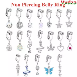 VVDZA Rốn Nhẫn Nữ Đi Biển Phụ Kiện Không Xuyên Bụng Nút Vòng Kẹp Trên Bông Tai Trang Sức Cơ Thể