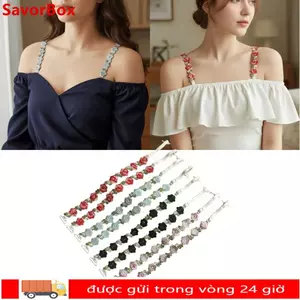 SAVORBOX Dây đeo đồ lót hoa hồng, Dây đeo áo ngực liền mạch vô hình chống trượt, Lãng mạn có thể điều chỉnh với viền ren Dây đeo vai ren co giãn Váy dự tiệc cưới