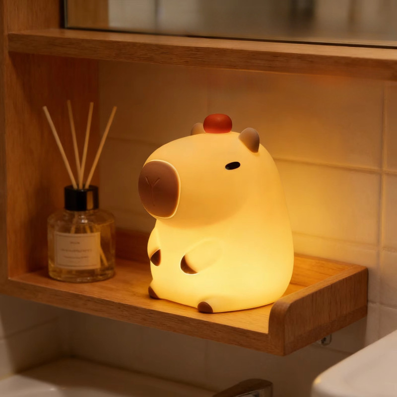 Đèn Ngủ Capybara 7 Màu, Chất Liệu Silicone An Toàn, Sạc USB, Dùng Làm Đèn Ngủ, Đèn Bàn, Trang Trí Phòng Khách