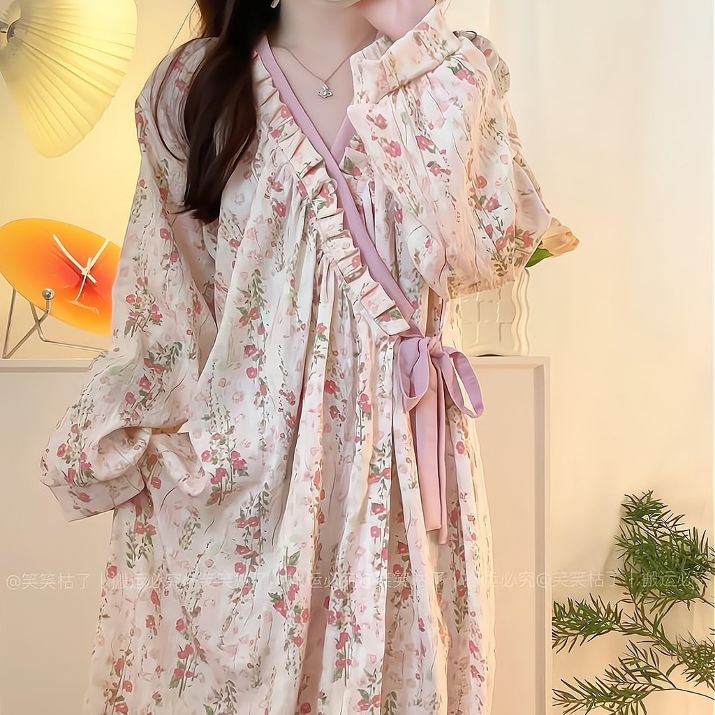 Váy ngủ dài tay nữ – phong cách ngọt ngào, dáng rộng, loungewear mặc ngoài được