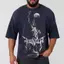 YONGLA Mỹ Retro Đá Tượng In Hình Quá Khổ Áo Thun Phố Hip Hop Rời Cotton Tay Ngắn Chạy Bộ Đào Tạo Top