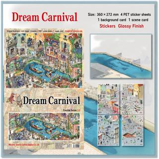 ENWEI 6 Cái [Wonder Carnival Series] Lớn Riverboat Riverside Cottage Thuyền Rồng Đua Thêu Sò Dán Tạp Chí Văn Phòng Phẩm