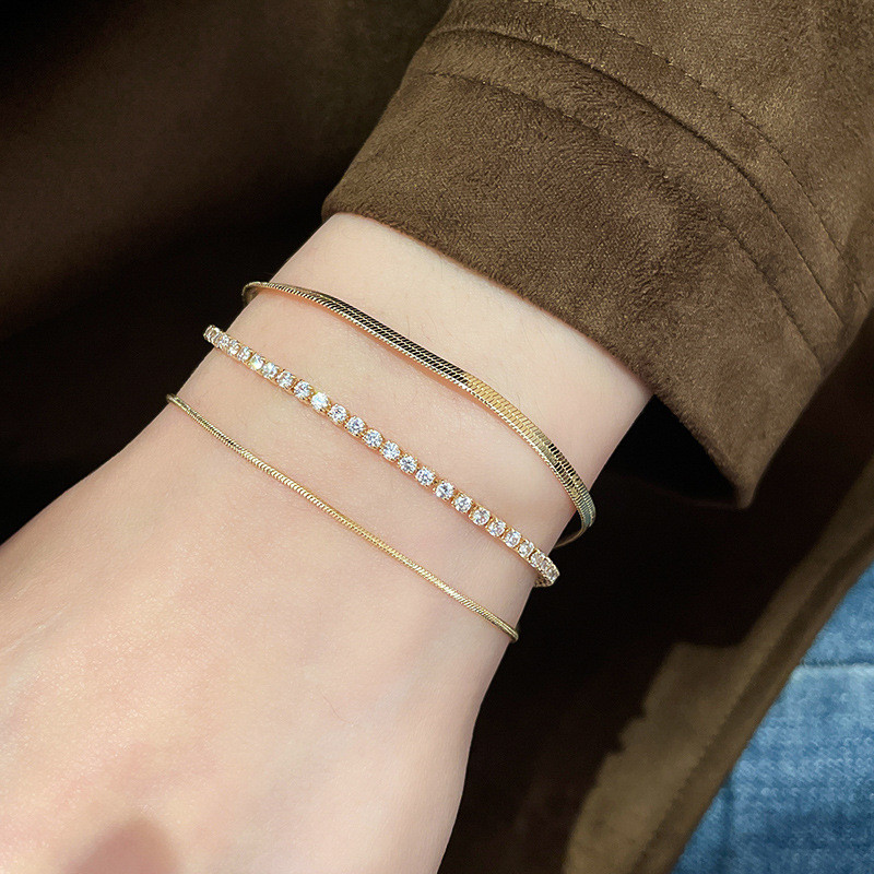 Bộ vòng tay xương rắn Zircon Phụ kiện khí chất đơn giản thời trang dành cho nữ