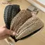 AqToCna Bãi Biển Ống Hút Dệt Chữ Thập Thắt Nút Nữ Handmade Dệt Tóc Bohemian Rộng Viền Tóc Vòng Phụ Kiện Tóc AqToCna