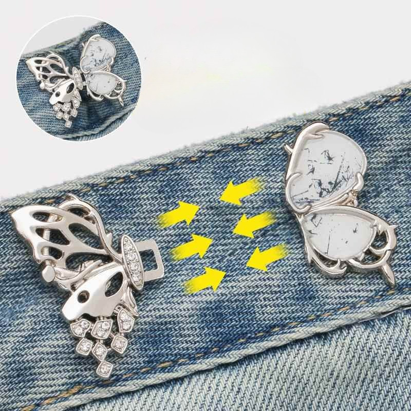 Quần Size Eo Quần Jeans Nút Lớn Nhỏ Nút Điều Chỉnh Không Đường May Quần Thắt Lưng Thắt Lưng Hiện Vật Khóa Eo Bướm