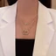 Shuling Thời Trang Hai Lớp Titan Vòng Cổ Sang Trọng Vòng Tròn Kim Cương Vòng Cổ Choker