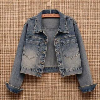 [Giảm giá trong thời gian có hạn] Áo khoác nữ Denim ngắn kiểu cổ điển kiểu Mỹ Túi lớn dáng rộng phù hợp cho mọi trận đấu Áo khoác thông thường