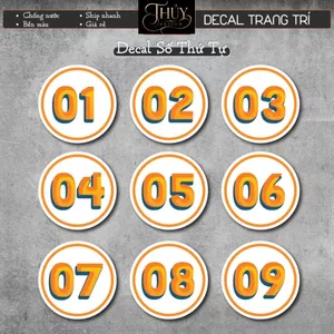 Decal Số Thứ Tự chống nước trang trí dán quán trà sữa, cà phê, quán ăn, dán tường, tủ.