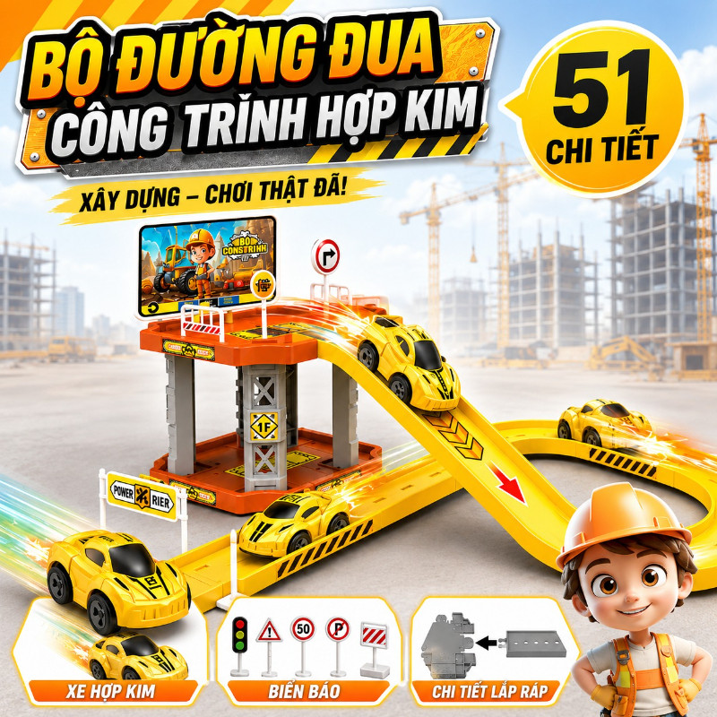 【SKISOPGO】Bộ đồ chơi công trình đường ray phóng trẻ em,bãi đậu trượt ô tô và xe tải nhỏ,Đồ Chơi Phát Triển Trí Tuệ