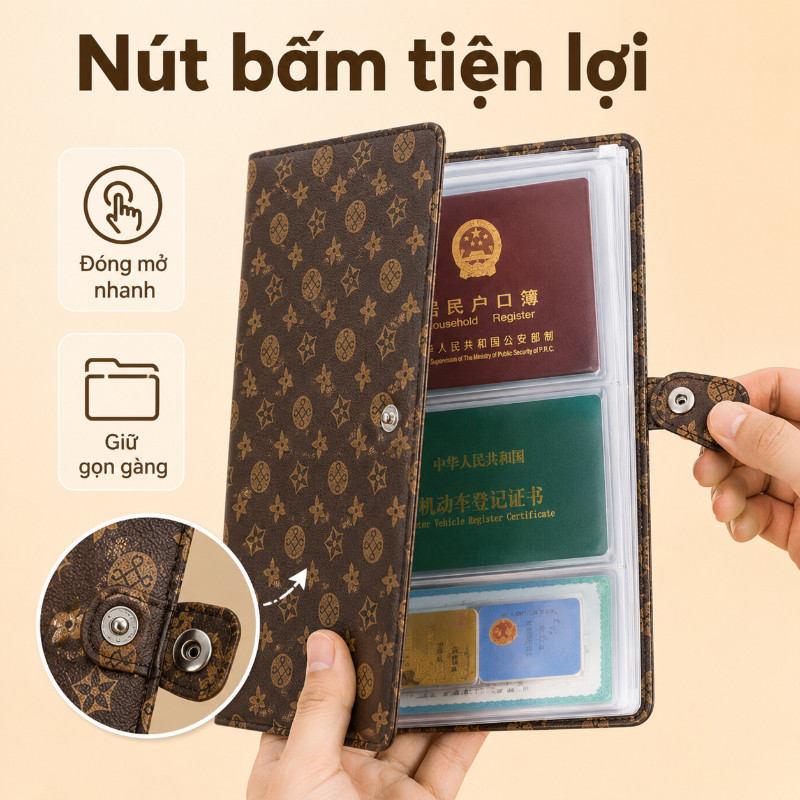 Túi Đựng Giấy Tờ Lật Trang Tiện Lợi - Siêu Dung Lượng, Chống Nước, Trong Suốt Để Bảo Vệ Hộ Khẩu, Bằng Cấp