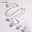 AqToCna Tinh Tế Ngọc Trai Giả Bướm Hoa Bông Tai Nhẫn Nelace Bộ Cưới Cho Nữ Thời Trang Mạ Bạc Cô Dâu Trang Sức Dự Tiệc Quà Tặng AqToCna