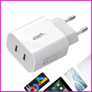 Khối sạc đa phích cắm Cổng kép PD 40W Đầu sạc điện thoại di động Chất liệu chống cháy Phụ kiện sạc cho lyuvn