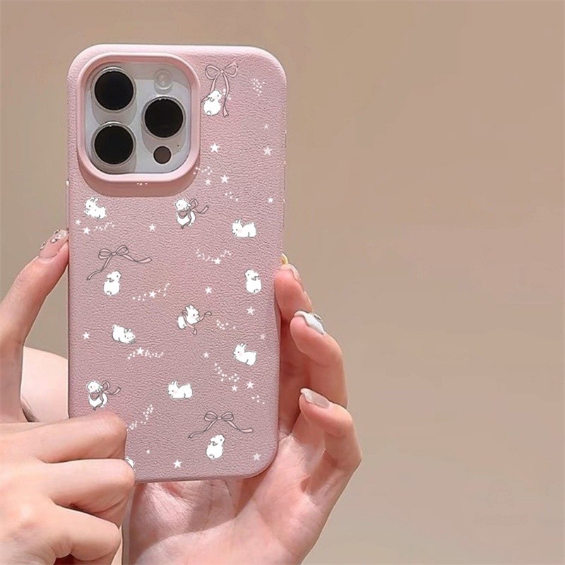Ốp Điện Thoại Nơ Thỏ Dễ Thương Cho Motorola MOTO Edge 50 60 70 Pro Fusion STYLUS G85 G84 G75 G05 G34 G15 G35 G54 Vỏ Họa Tiết Lichee Thời Trang Mờ Hàn Quốc Vỏ Silicon Chống Sốc