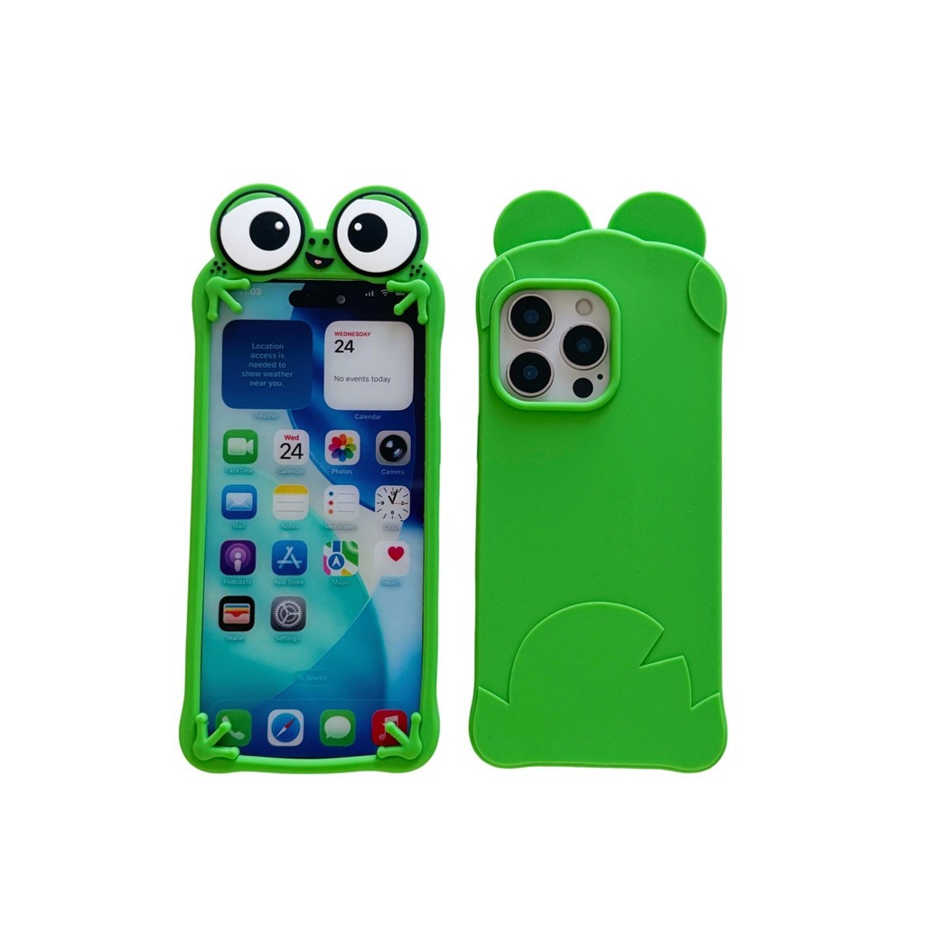 Ốp Điện Thoại Ếch Mắt Lớn iPhone17promax Thích Hợp Cho Apple 15 / 14 Vỏ Bảo Vệ 16pro Silicone Dễ Thương