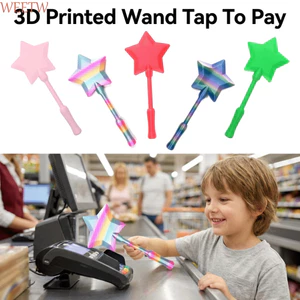 WEETW 3D In Cây Đũa Phép Tập Để Thanh Toán, Tay Cầm Thanh Toán Không Tiếp Xúc Di Động Sáng Tạo, Trẻ Em Vui Nhộn Co Giãn Ngôi Sao Nhẹ Magic Giá Đỡ Dụng Cụ Thanh Toán