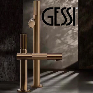 Vòi chậu rửa GESSI của Ý, vòi nước nóng lạnh INCASTRI một lỗ bằng đồng nguyên chất, màu vàng 75051