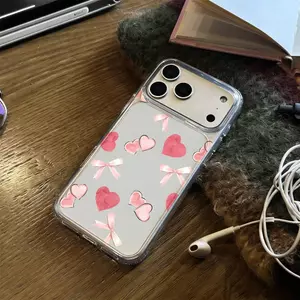 Phấn tim đầy ấn Thích hợp iPhone1716 trường hợp điện thoại 15P trong suốt 13/14 giản 12