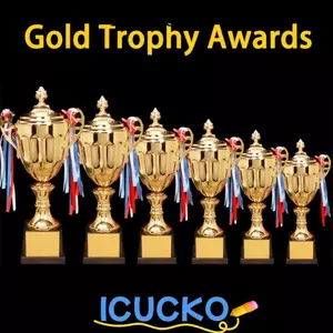 Cúp có thể tùy chỉnh ICUCKO 1Pc, Cúp vô địch giải vàng 29 / 33 / 36 / 41 / 46 / 51cm, Cung cấp phần thưởng trường học cỡ lớn Điêu khắc bằng nhựa Thiết kế bao bọc Lễ chiến thắng cúp thể thao