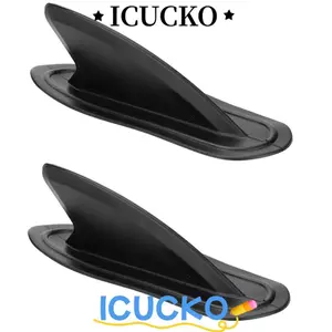 ICUCKO 2 Chiếc Vây Ván Lướt Sóng, Vây Theo Dõi Xiên Thuyền Kayak Màu Đen PVC, Phụ Kiện Lướt Sóng Thiết Kế Có Thể Tháo Rời Hình Đuôi Cá Thuyền Vây Cá Mái Chèo Ban