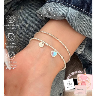 Lắc Tay Bạc 925 Vòng Tay Bạc PJN Trái Tim Đá Blue Moon Phong Cách Phối Đồ Đi Học Đi Chơi Dành Cho Nữ VT14
