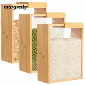 Hộp Bảo Quản Ngũ Cốc MARGREDY, Hộp Bảo Quản Thực Phẩm Trong Suốt Thiết Kế Miệng Rộng, Niêm Phong Đa Năng Di Động Có Nắp Trượt Hộp Bảo Quản Thực Phẩm Nhà Bếp Bảo Quản Hàng Khô