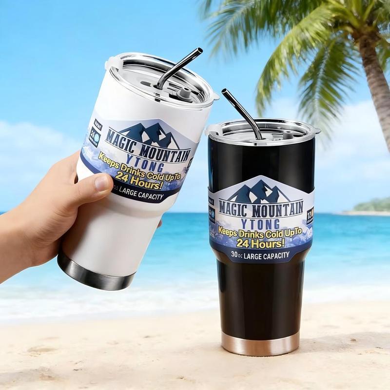 [Giảm 25%] Ly Giữ Nhiệt Inox 304 30oz 900ml Có Nắp Kín Chống Tràn Tặng Sticker Núi Ống Hút Inox Giữ Lạnh 12 Giờ Dùng Ô Tô Tập Gym Du Lịch Đa Năng Tiện Lợi An Toàn Thực Phẩm Bền Đẹp