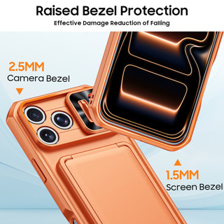Ốp Điện Thoại Ví Bảo Vệ Chống Sốc Cho Apple iPhone 17 Pro Max 16ProMax 15 Pro Max Giá Đỡ Thẻ Ống Kính Camera Bao