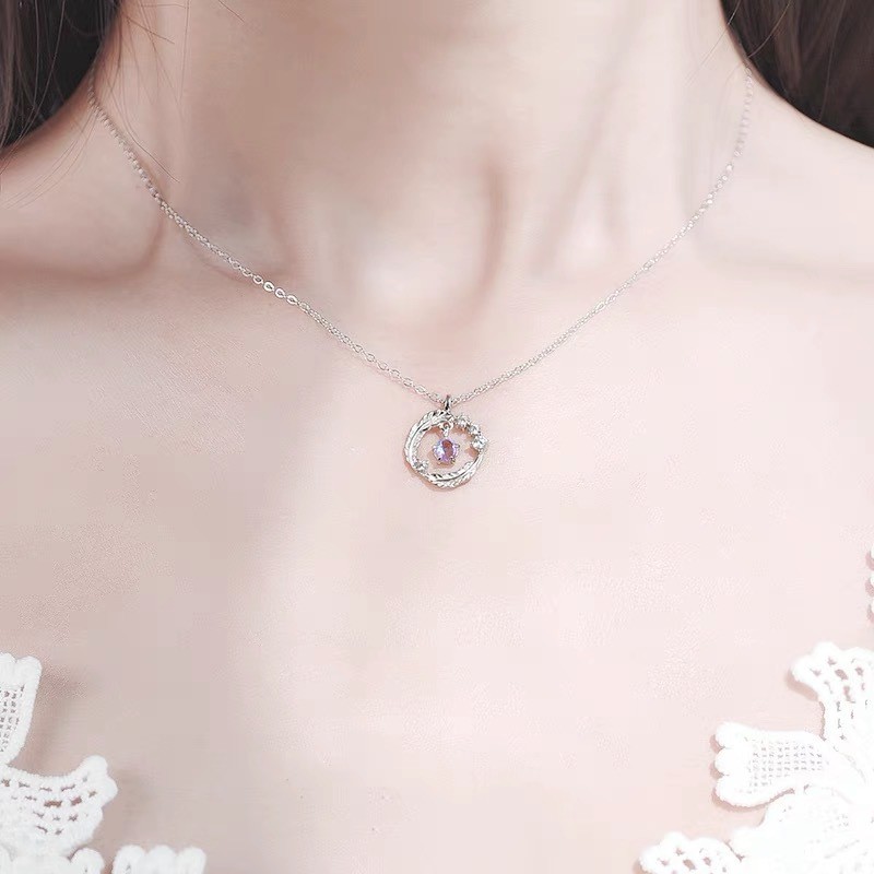 Tính khí thời trang mới của Trung Quốc zircon lông vũ mặt dây chuyền hình học cá tính và đa năng Vòng cổ nữ
