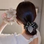 Dây buộc tóc hoa PYCOU, Dây buộc tóc hoa ngọc trai giả Organza, Dây cao su co giãn ren lớn thanh lịch Phụ kiện tóc