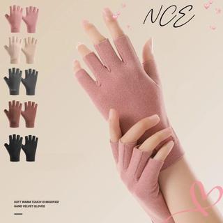 Găng Tay Mùa Đông NCE, Găng Tay Nửa Ngón Nhung Plus Nhung Đức, Găng Tay Không Ngón Co Giãn Màu Trơn Mềm Mại Mùa Thu Đông