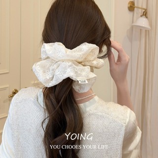 Yoing / Phong Cách Hàn Quốc Màu Be Hoa Ren Hai Lớp Scrunchy Tóc Nữ Phong Cách Ba Lê Đầu Bóng Quá Khổ Phụ Kiện Tóc Băng Đô Cao Cấp