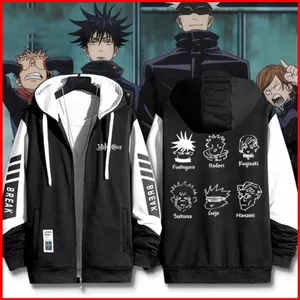 YB1 Jujutsu Kaisen Satoru Gojo Itadori Yuji áo dây kéo Áo Hoodie Anime Áo Unisex Dài Tay Top Cosplay BY1