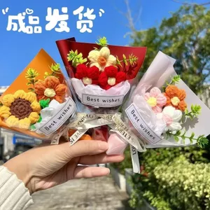 Lông Thú Mini Hoa Giả Tươi Nhỏ Bó Hoa Gửi Ngày Nhà Giáo Móc Quà Tặng Hoàn Thành Móc Bó Hoa